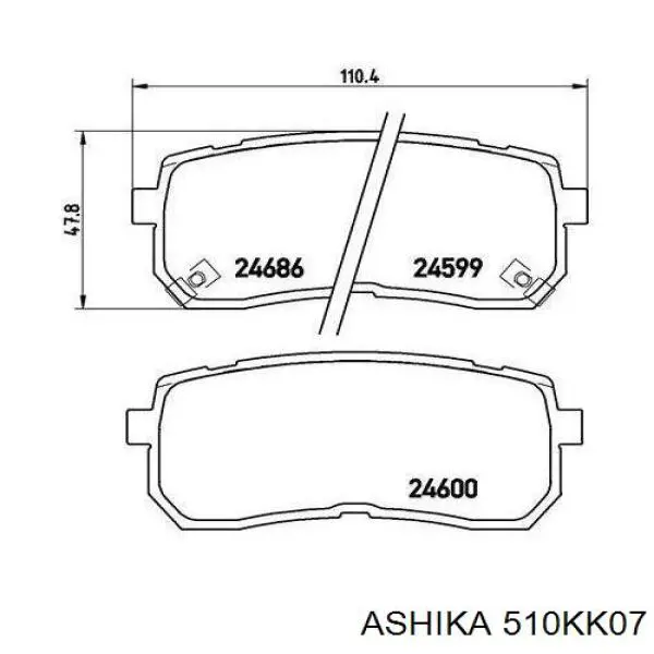 Задние тормозные колодки 510KK07 Ashika