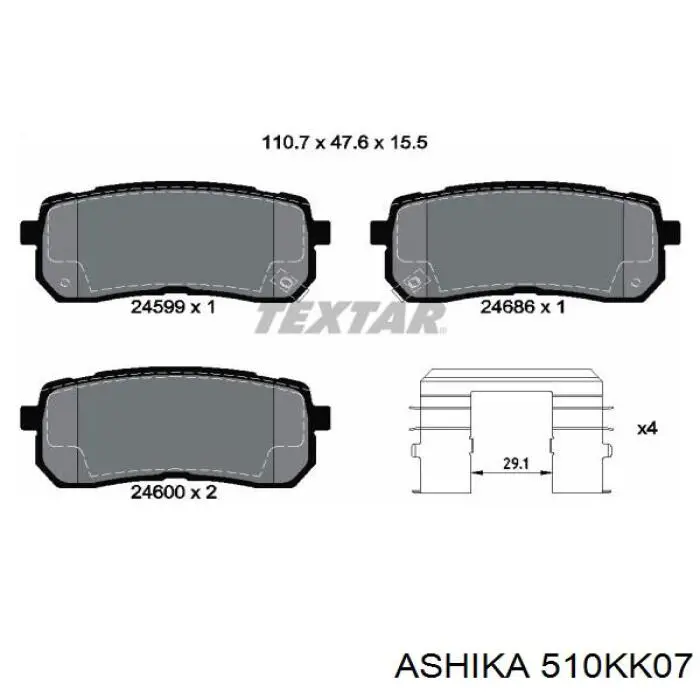 Колодки дисковые  Ashika 510KK07 цена, от 18.43 USD