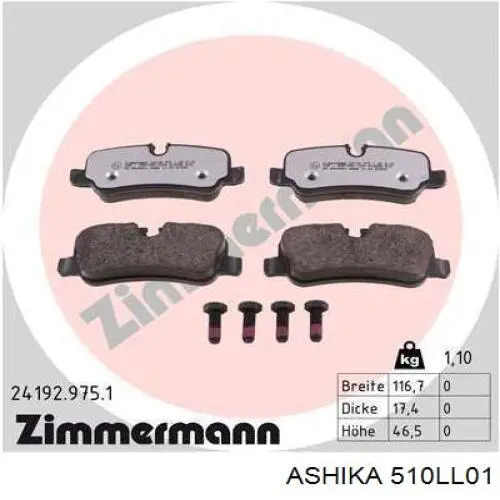 Задние тормозные колодки 510LL01 Ashika