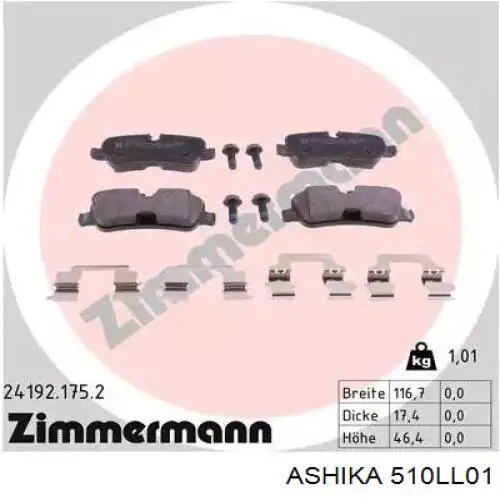 Задние дисковые колодки Ashika 510LL01