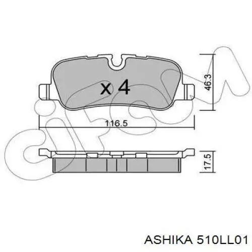 Купить 510LL01 Ashika Колодки тормозные задние, дисковые