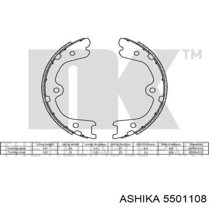 Купить 5501108 Ashika Колодки ручника/стояночного тормоза