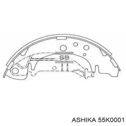 Купить 55K0001 Ashika Задние барабанные тормозные колодки