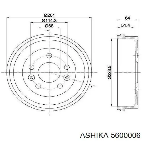 Барабан тормозной задний Ashika 5600006 цена, от 102.25 USD