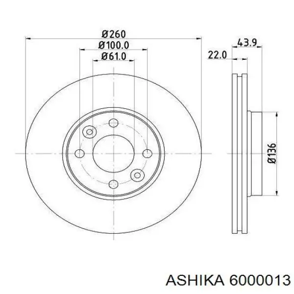 6000013 Ashika Диск тормозной передний