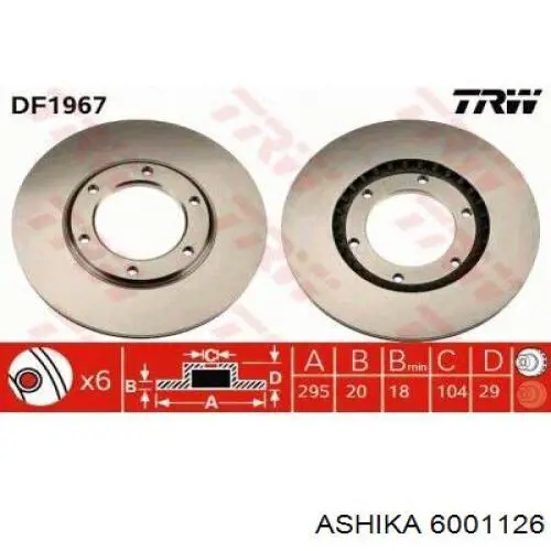 Передние тормозные диски 6001126 Ashika