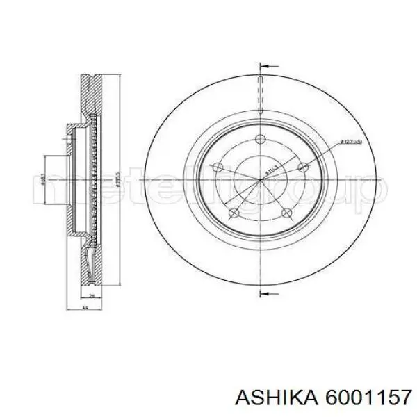 6001157 Ashika Диск тормозной передний