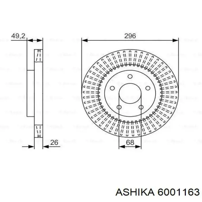 6001163 Ashika Диск тормозной передний