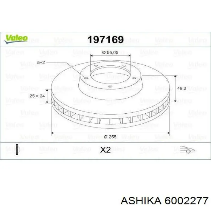 6002277 Ashika Диск тормозной передний
