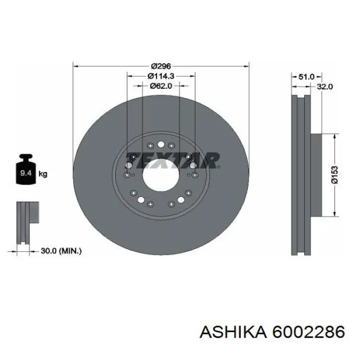 6002286 Ashika диск тормозной передний