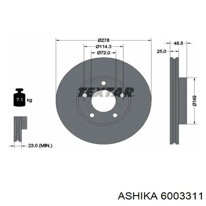 60-03-311 Ashika диск тормозной передний