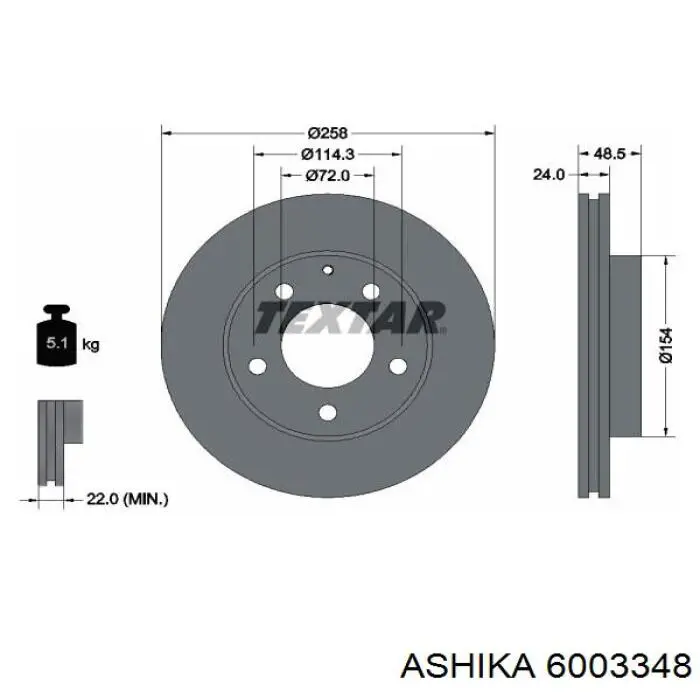 Передние тормозные диски 6003348 Ashika