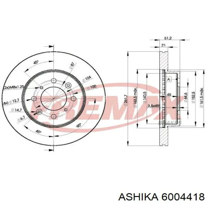 60-04-418 Ashika диск тормозной передний