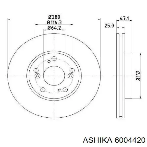 6004420 Ashika диск тормозной передний