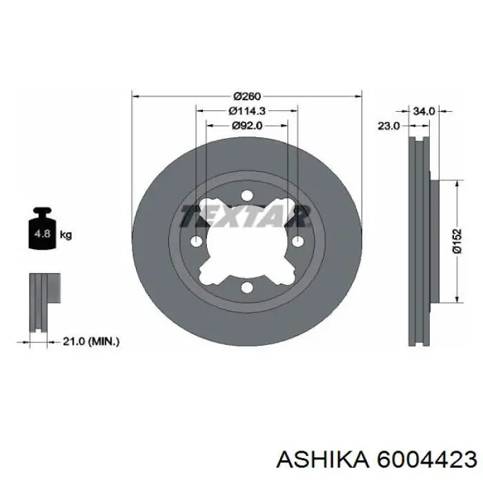 60-04-423 Ashika диск тормозной передний