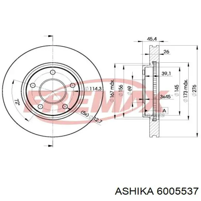 Тормоз дисковый передний Ashika 6005537 цена, от 36.79 USD