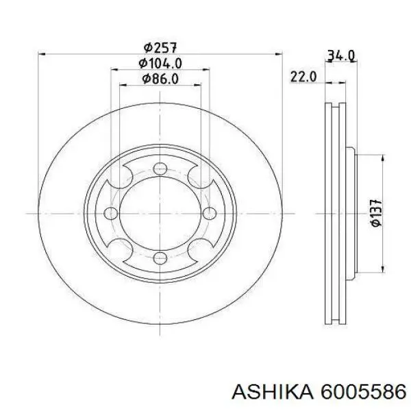 6005586 Ashika диск тормозной передний
