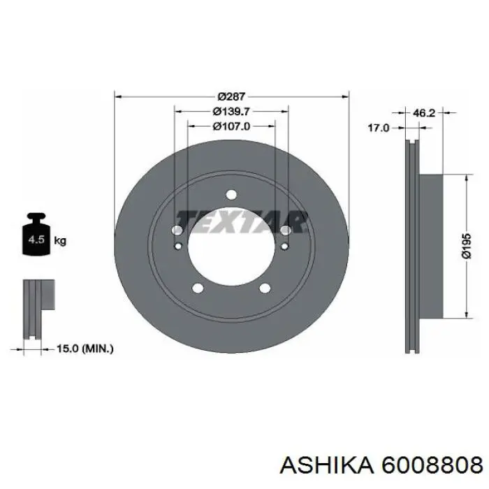 Передние тормозные диски 6008808 Ashika