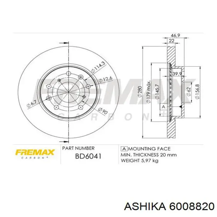 Передний тормозной диск Ashika 6008820