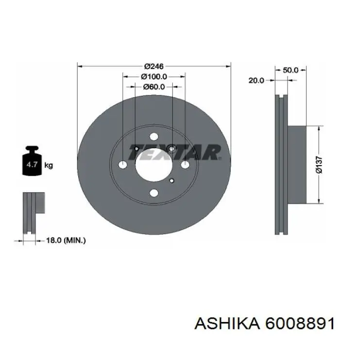 Передние тормозные диски 6008891 Ashika