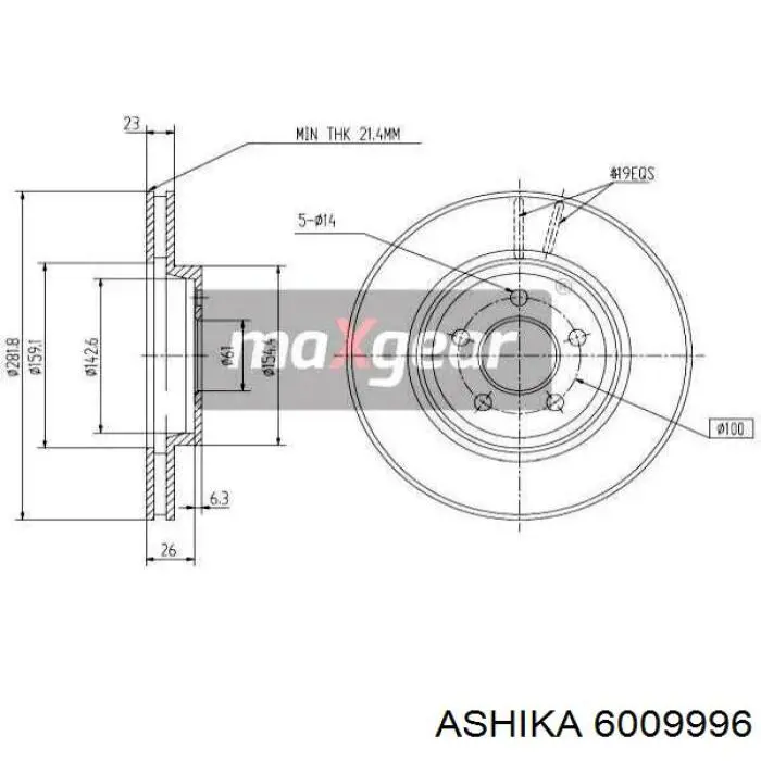 Передние тормозные диски 6009996 Ashika