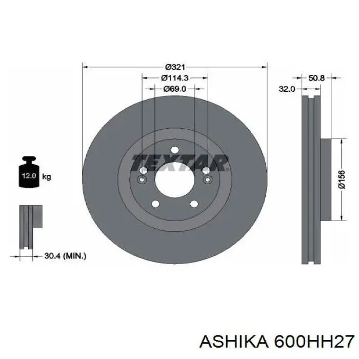 Передние тормозные диски 600HH27 Ashika