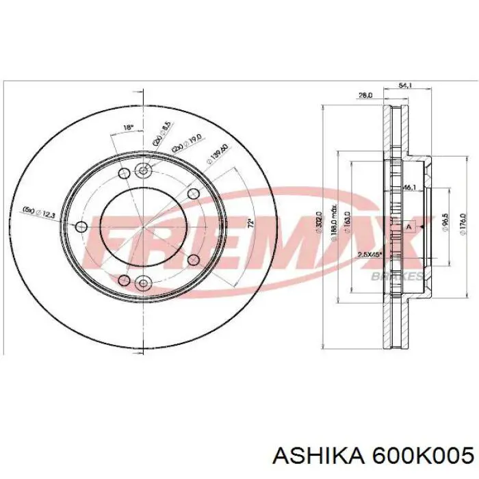 Передние тормозные диски 600K005 Ashika