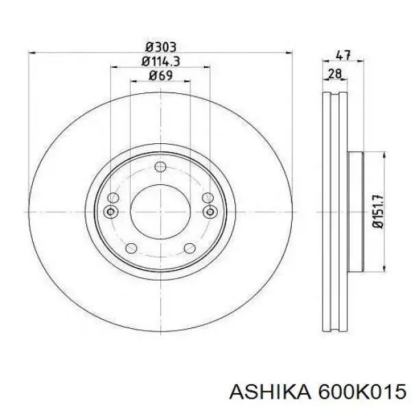 Передние тормозные диски 600K015 Ashika