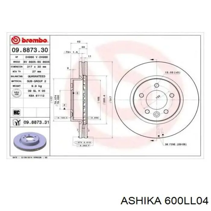 Купить 600LL04 Ashika Ротор тормозной