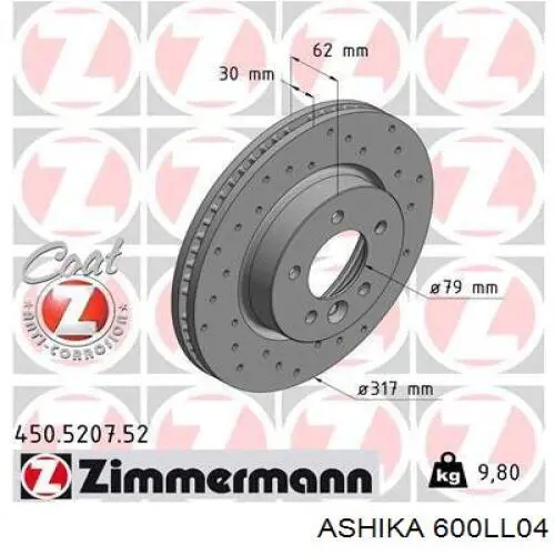 600LL04 Ashika Диск тормозной передний