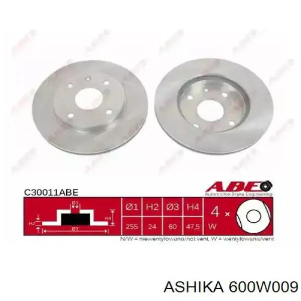 Передний тормозной диск Ashika 600W009