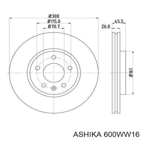 Передние тормозные диски 600WW16 Ashika