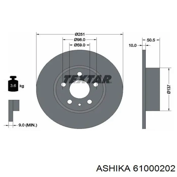 Тормозные диски 61000202 Ashika