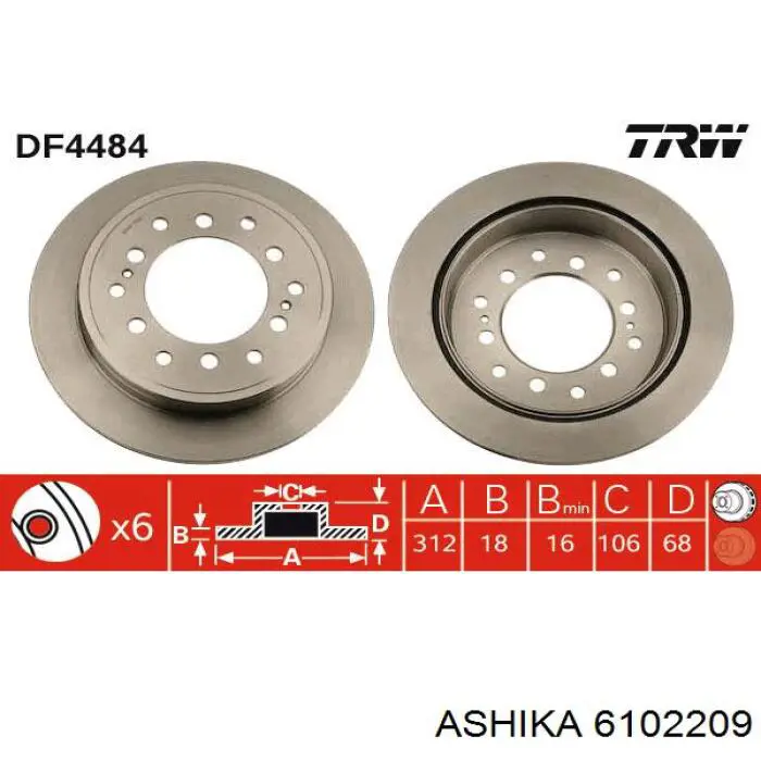 Тормозные диски 6102209 Ashika