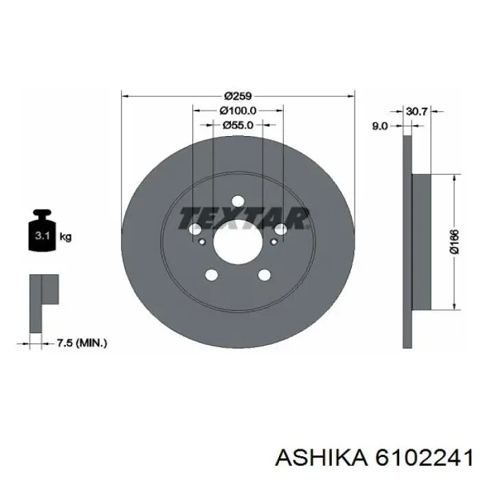 6102241 Ashika диск тормозной задний