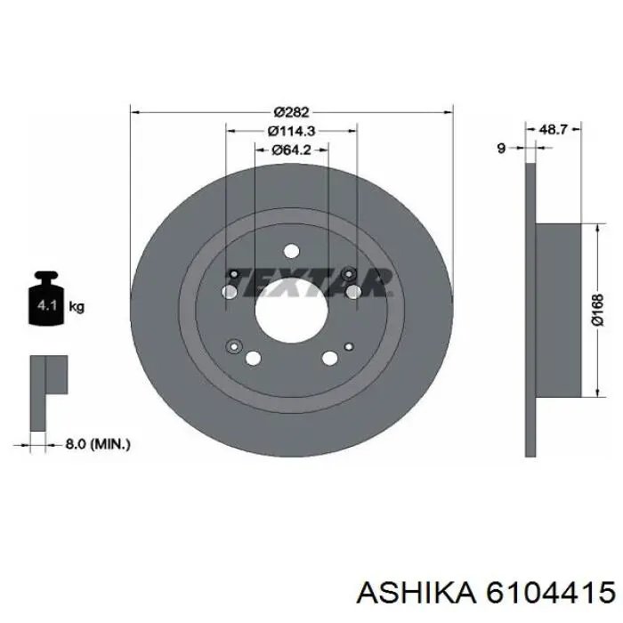 6104415 Ashika диск тормозной задний