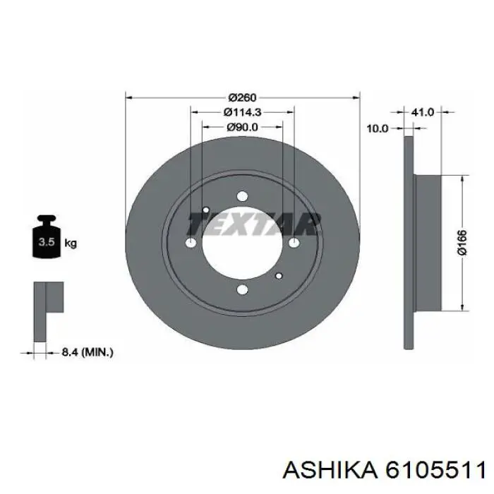 Купить 6105511 Ashika Диск тормозной задний