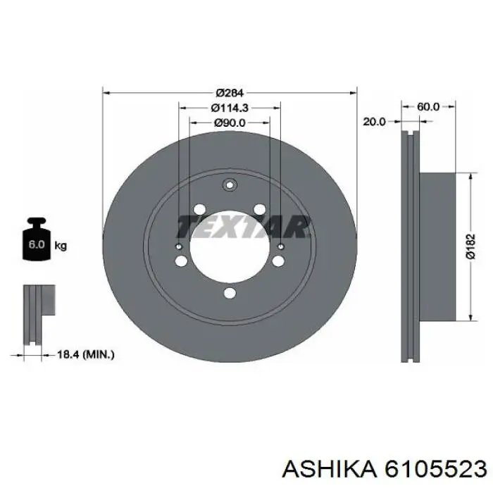 Купить 6105523 Ashika Диск тормозной задний