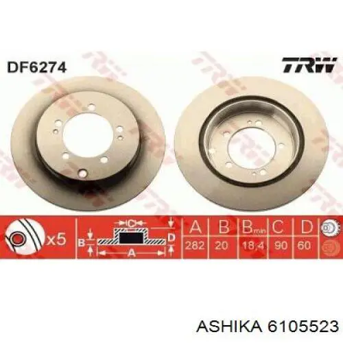 Тормозные диски 6105523 Ashika