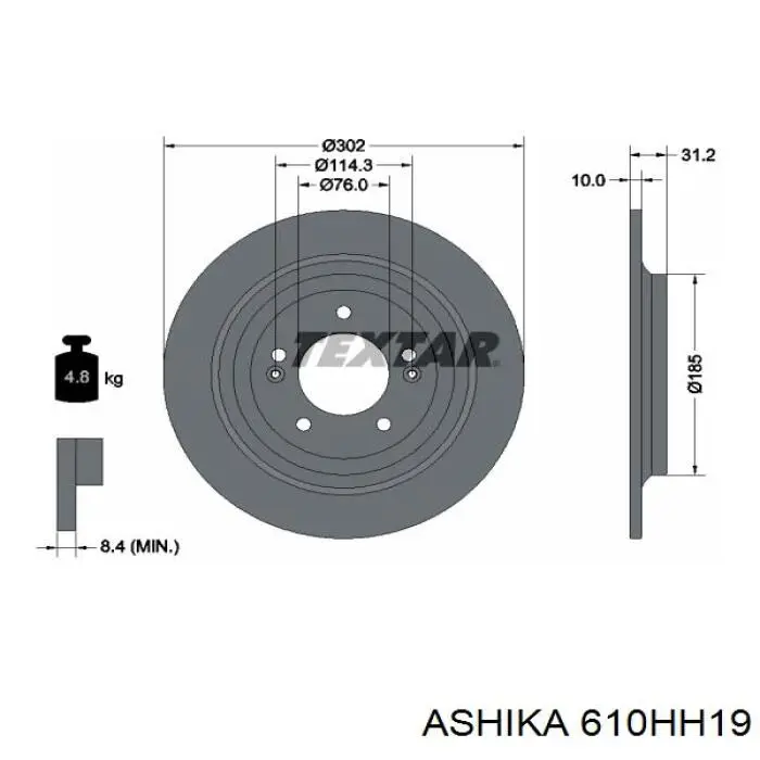 610HH19 Ashika disco do freio traseiro