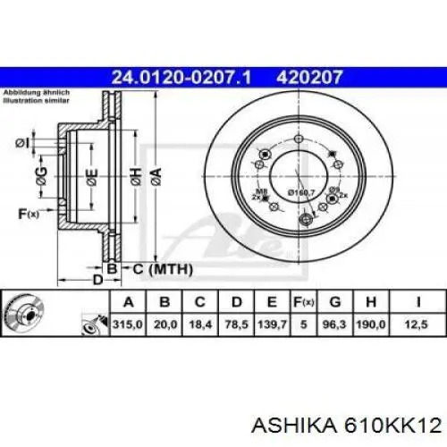 Тормозные диски 610KK12 Ashika