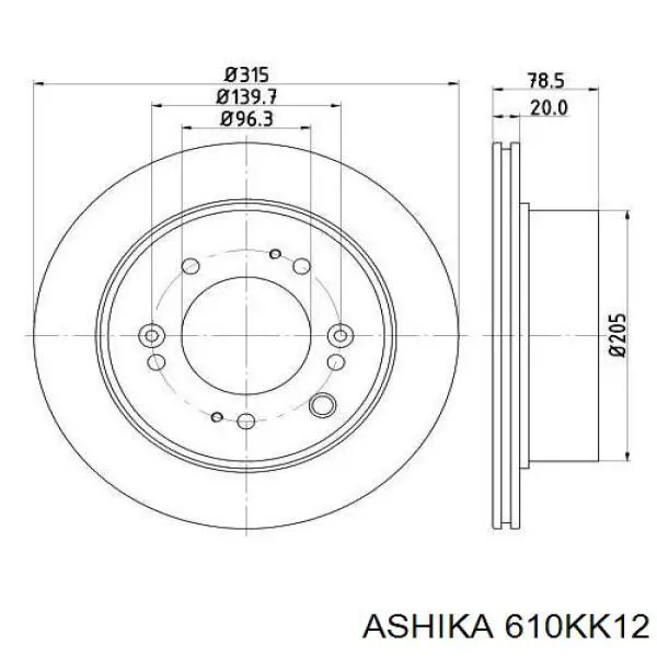 610KK12 Ashika диск тормозной задний
