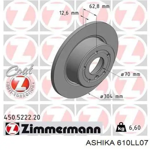 Купить 610LL07 Ashika Диск тормозной задний