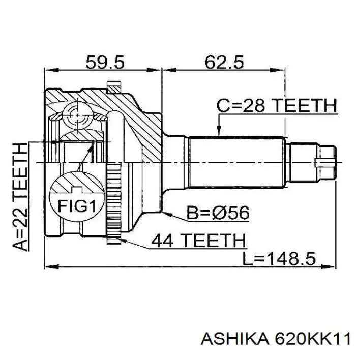 ШРУС наружный передний 620KK11 Ashika