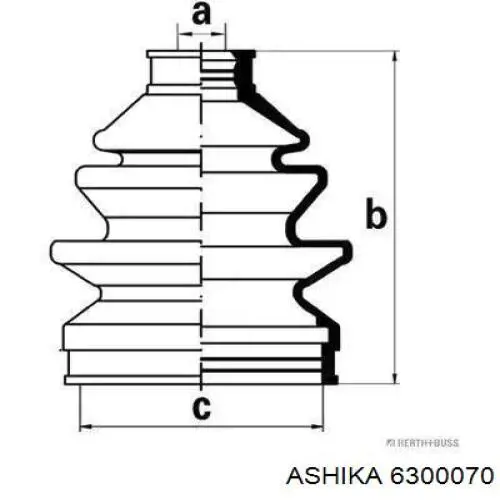 Пыльник ШРУСа передней полуоси наружный Ashika 6300070
