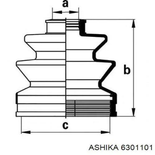 Пыльник шарнира угловых скоростей внутренний передний Ashika 6301101 цена, от 7.06 USD