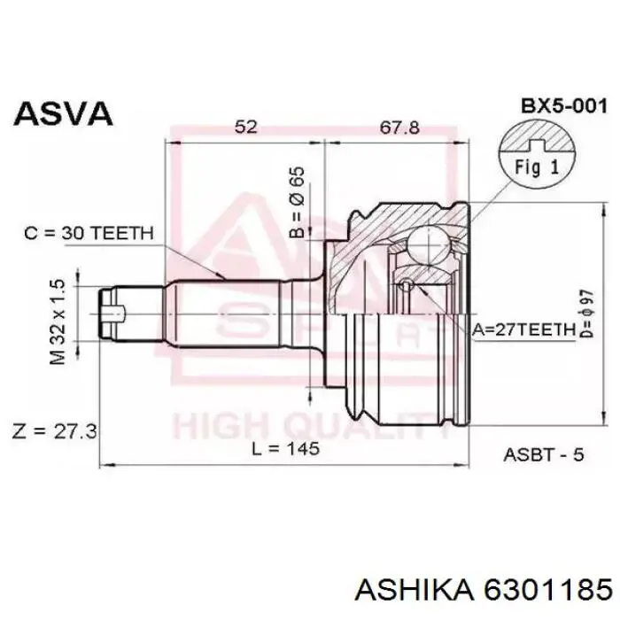 Купить 6301185 Ashika Пыльник гранаты внутренний, передней полуоси