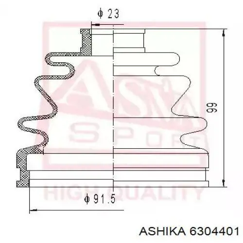 Пыльник ШРУСа наружный 6304401 Ashika