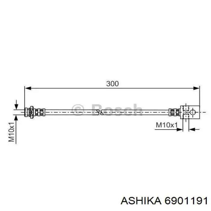 Шланг тормозной передний Ashika 6901191
