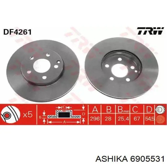 Шланг тормозной передний 6905531 Ashika